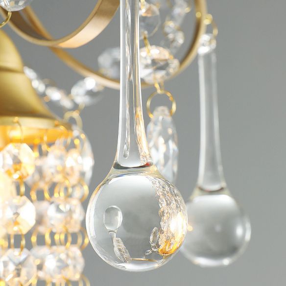 Clear Crystal Shade Ceiling Pendant Light Contemporary 1 Light Suspended Lamp in Gold for Kitchen