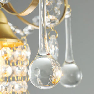 Clear Crystal Shade Ceiling Pendant Light Contemporary 1 Light Suspended Lamp in Gold for Kitchen