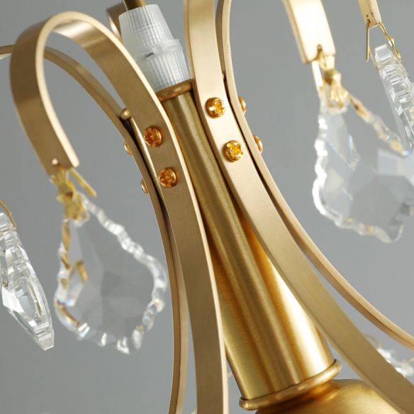 Clear Crystal Shade Ceiling Pendant Light Contemporary 1 Light Suspended Lamp in Gold for Kitchen