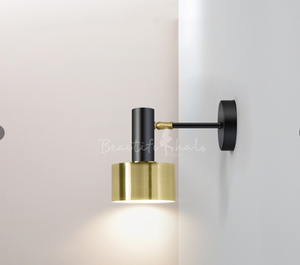 Grenade Bedside Reading Wall Light Metal 1 Bulb Postmodern Sconce in Black/Gold with Swivel/Hanging Cord