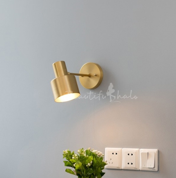 Grenade Bedside Reading Wall Light Metal 1 Bulb Postmodern Sconce in Black/Gold with Swivel/Hanging Cord